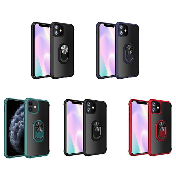 iPhone 12 - Skyddande Praktiskt Skal med Ringhållare Mörkblå