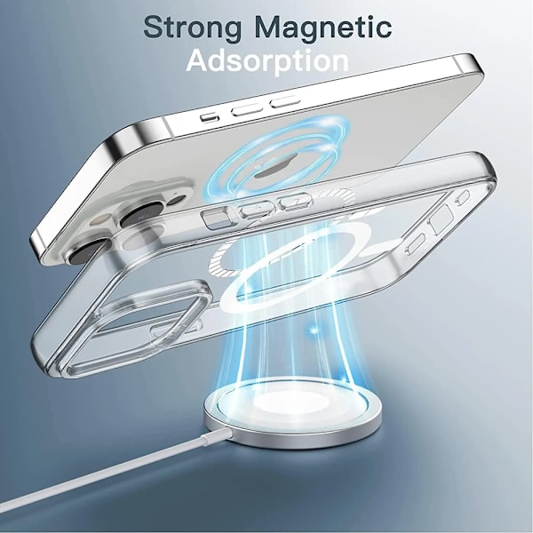 iPhone 16 Pro - Kraftfullt Skyddande Magnetiskt Skal Genomskinlig
