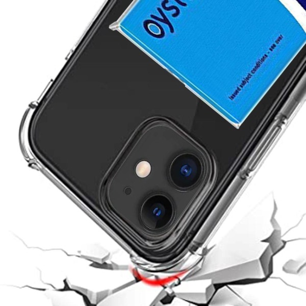 iPhone 12 - Beskyttende Floveme Cover med kortholder Transparent/Genomskinlig