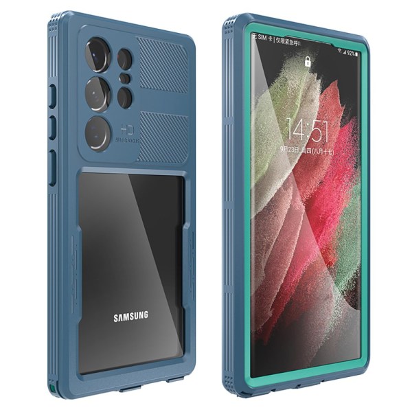 Stilfuldt IP68 vandtæt cover - Samsung Galaxy S23 Ultra Blå