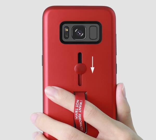 Smart Skal med Fingerrem för Samsung Galaxy J5 2017 Röd