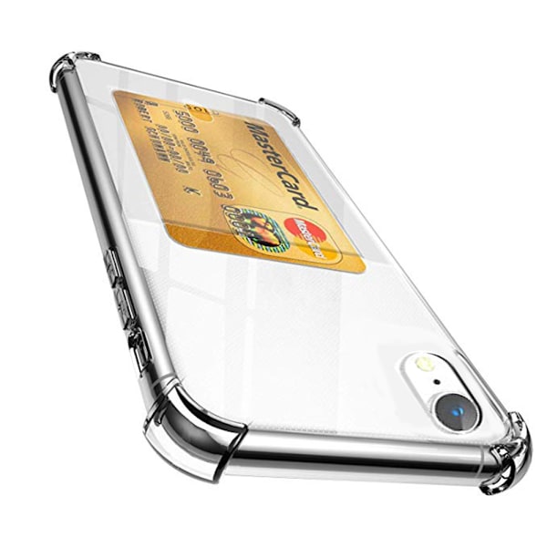 iPhone XR - 1 Set Kuori Korttipidikkeellä ja Näytönsuojalla Transparent