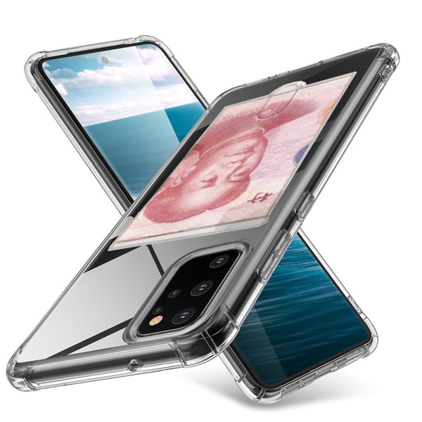 Samsung Galaxy S20 Plus - Stødabsorberende cover med kortholder Transparent/Genomskinlig