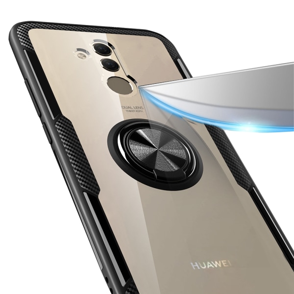 Huawei Mate 20 Lite - Smart Leman-deksel med ringholder Svart/Svart