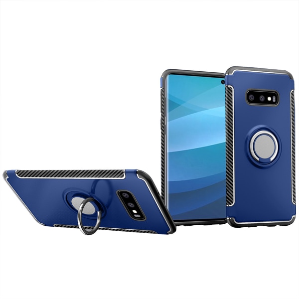 Praktiskt Skal med Ringh�llare - Samsung Galaxy S10 Plus Blå