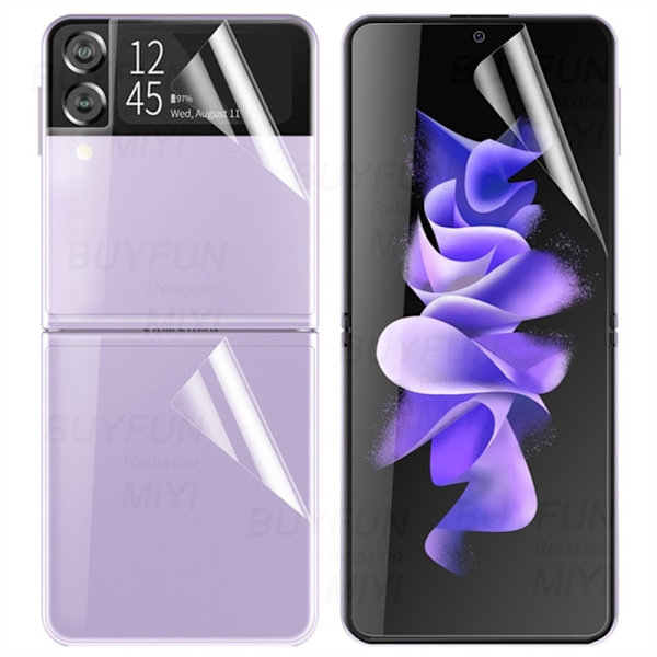 2-PAKKAUS Samsung Galaxy Z Flip 3 -näytönsuoja Hydrogel (etu- ja takaosa) Transparent