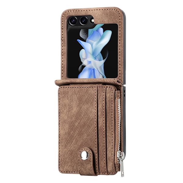 Galaxy Z Flip 5 5G - 2 i 1 Pungetui med kortholder Brun
