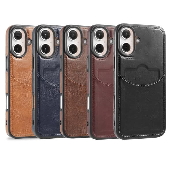 Leman Läderfodral kompatibelt med iPhone 16 Svart