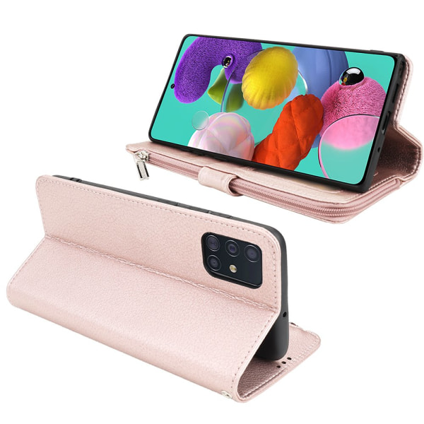 Samsung Galaxy A71 - Effektivt stilig lommebokdeksel Roséguld