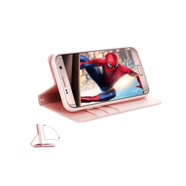 Deksel i slitesterkt PU-skinn (T-Casual) - Samsung Galaxy S7 Rosaröd