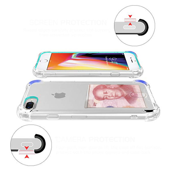 iPhone 7 Plus - Stötdämpande Silikonskal med Korthållare FLOVEME Transparent/Genomskinlig