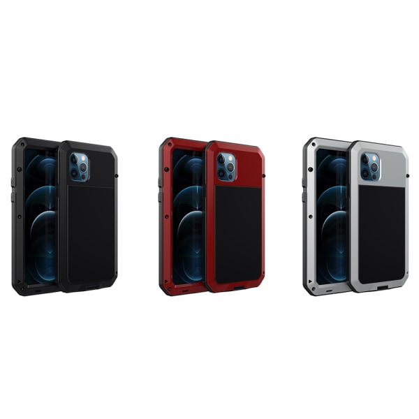 iPhone 12 Mini - Kraftig HEAVY DUTY 360-aluminiumscover Röd