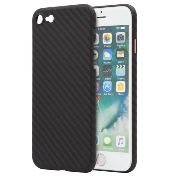 iPhone 7 - Stilsäkert Skyddsskal Karbon-Design Svart