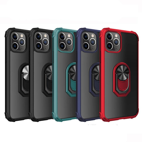 iPhone 12 Pro Max - Skyddande Praktiskt Skal med Ringhållare Grön