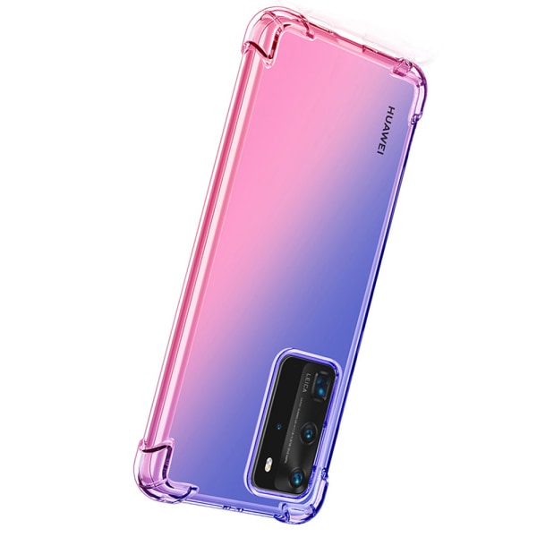 Stødabsorberende silikone cover - Huawei P40 Pro Blå/Rosa