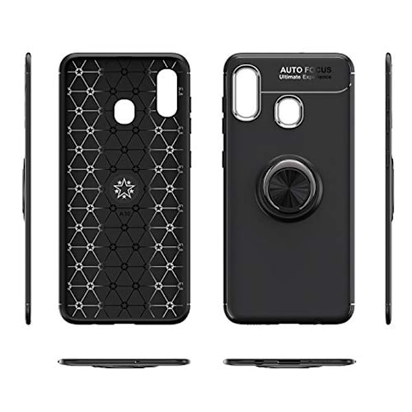Stilsäkert Skal med Ringhållare - Samsung Galaxy A40 Svart/Svart