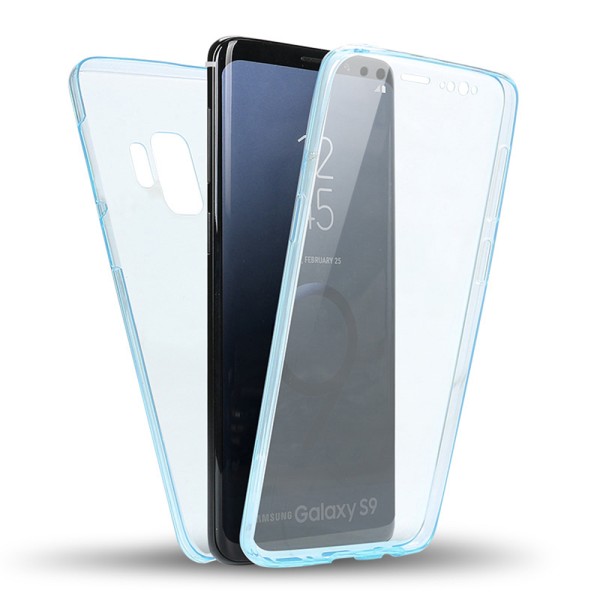 Samsung Galaxy S9 Kaksipuolinen silikonikotelo TOUCH FUNCTION -toiminnolla Blå