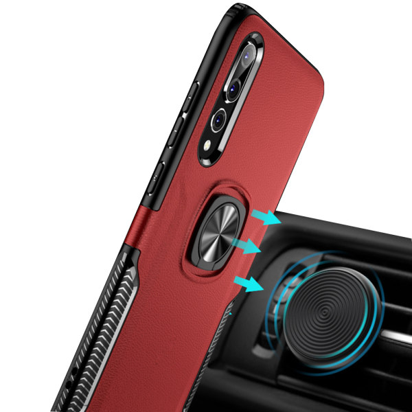 LEMAN deksel med ringholder - Huawei P20 Röd
