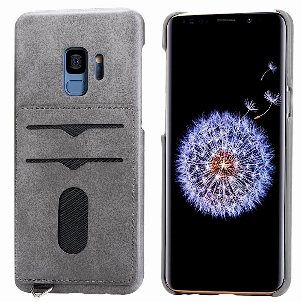 NYHET! Skal med Korthållare - Samsung Galaxy S9 (Vintage-Mark) Grå Grå
