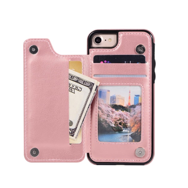 iPhone SE 2020 - NKOBEE Lærveske med lommebok/kortrom Rosa
