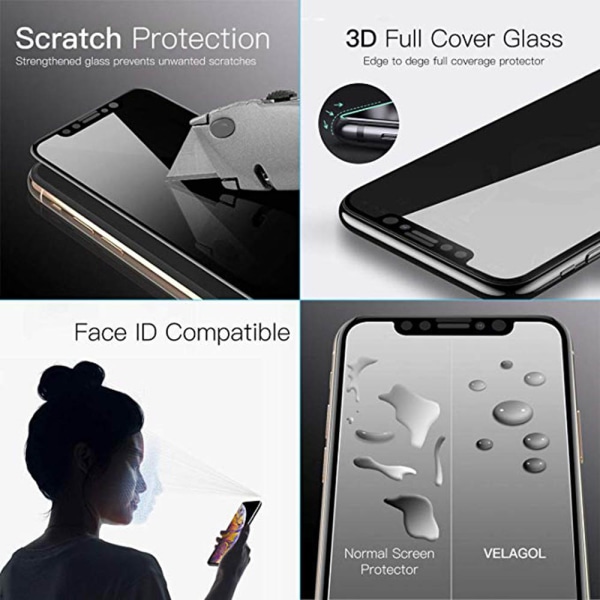 iPhone 11 Pro Max 3-PACK FullCover Anti-Spy Screen Protector 9H Svart