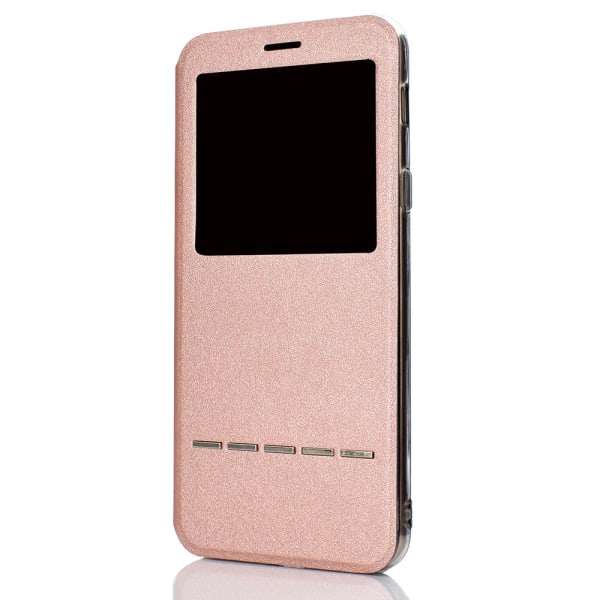 Elegant Smart Case Answer-funksjon med vindu - iPhone 11 Roséguld