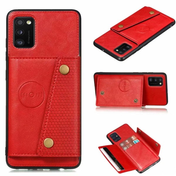 Samsung Galaxy A41 - Effektfullt Skal med Korthållare Röd