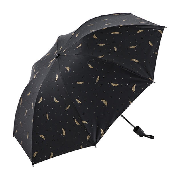 Käytännöllinen ja kestävä sateenvarjo (kultainen sulka) Svart