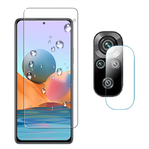 Redmi Note 10 Pro skjermbeskytter og kameralinsebeskytter (2-pakning) Transparent