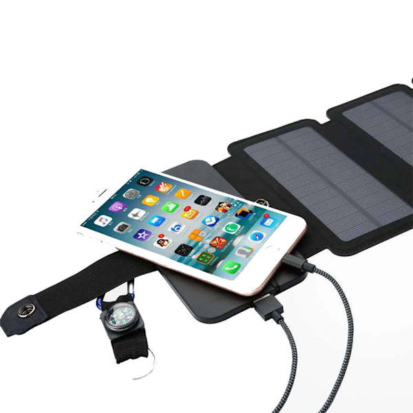 Praktiskt Solcell Överlevnads Powerbank Laddare 4 Paneler