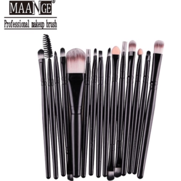 15in1 Professional Makeup Brush Set fra MAANGE SVART/SVART SVART/SVART