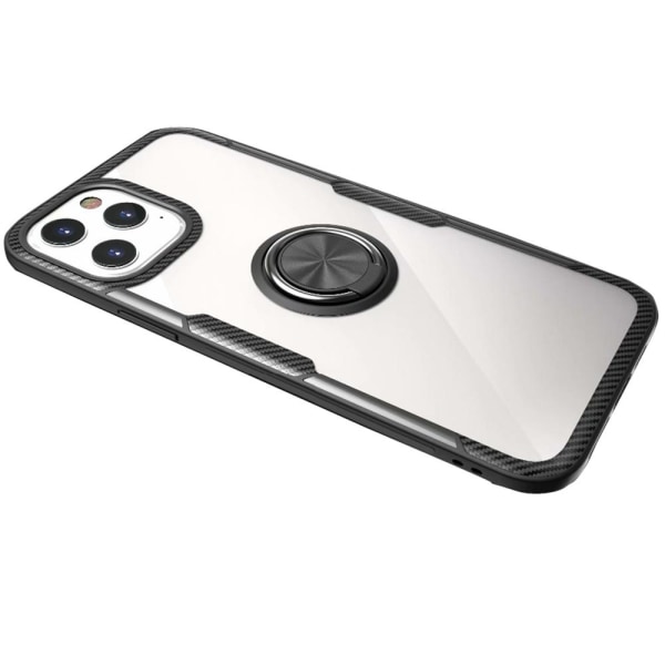 iPhone 12 Pro Max – tehokas suojakuori sormustelineellä (LEMAN) Svart/Silver