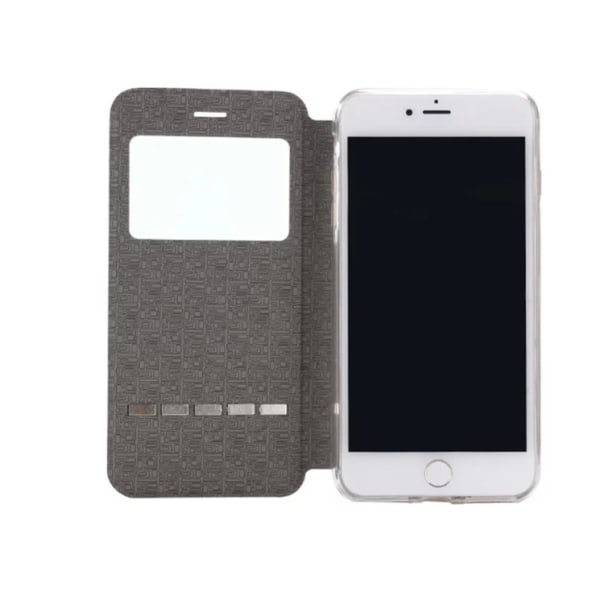 iPhone 7 Stilsäkert Smartfodral med Fönster & Svarsfunktion Svart