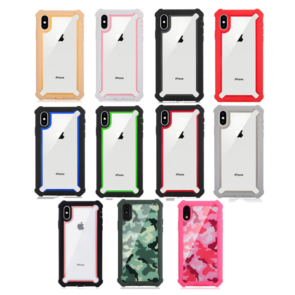 iPhone XR - Eksklusivt EXXO beskyttelsesdeksel med hjørnebeskyttelse Kamouflage Rosa