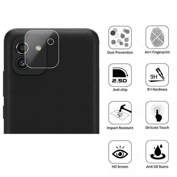 3-PAKKET Samsung Galaxy A03 4G Kameralinsedeksel HD-Clear 0,2 mm Transparent