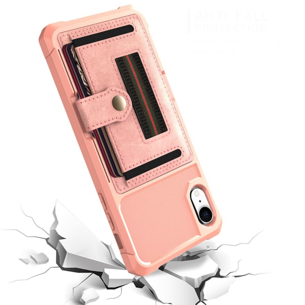 iPhone XR - Käytännöllinen suojakuori korttilokerolla Röd