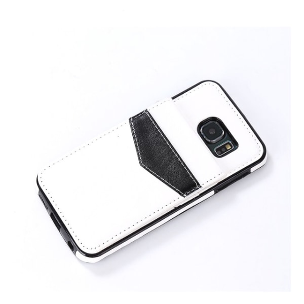 Samsung S6 Edge - LEMAN Läderskal med plånbok/Kortfack Blå