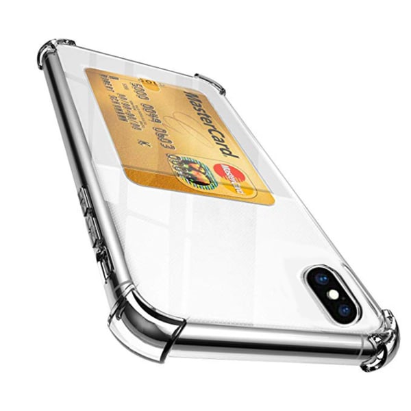 iPhone XS Max - Iskuja vaimentava silikonikuori korttilokerolla Transparent
