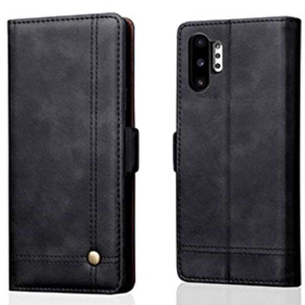 Samsung Galaxy Note10+ - Käytännöllinen tyylikäs lompakkokotelo Mörkbrun