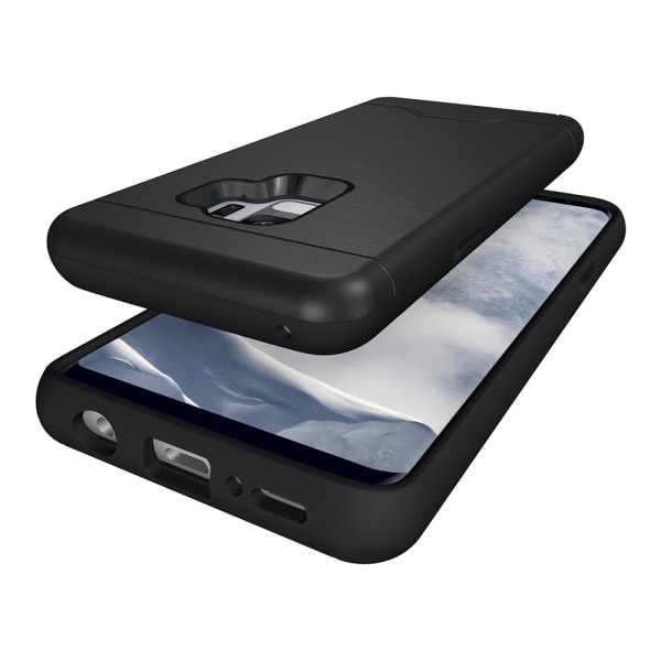 Støtdempende deksel med kortrom - Samsung Galaxy S9+ Marinblå