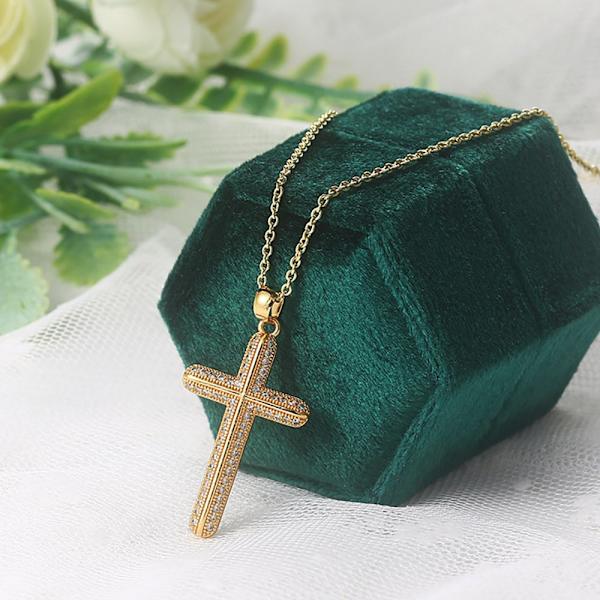 Elegant Hög Kvalitets Kors Halsband Guld