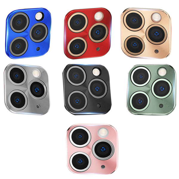 Al-metalliseos iPhone 11 Pro Max ultraohut kameran linssin suojus Grön