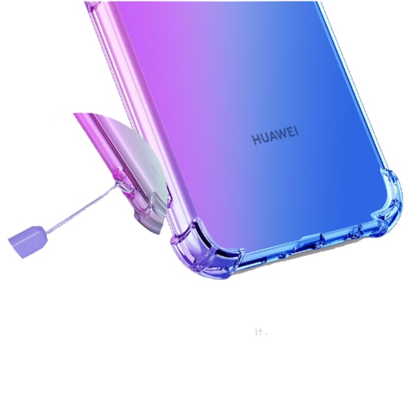 Huawei Y5p - Kraftig Floveme Silikone Cover Blå/Rosa