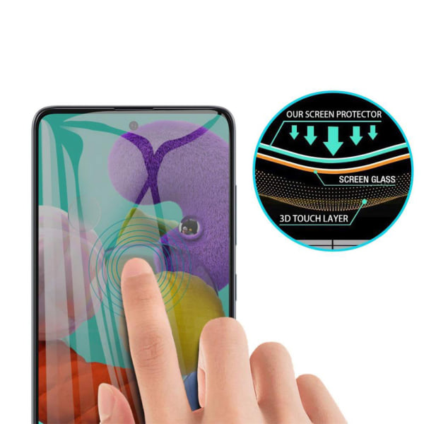 Samsung A51 2.5D Anti-Spy näytönsuojakehys 9H 0,3mm Svart