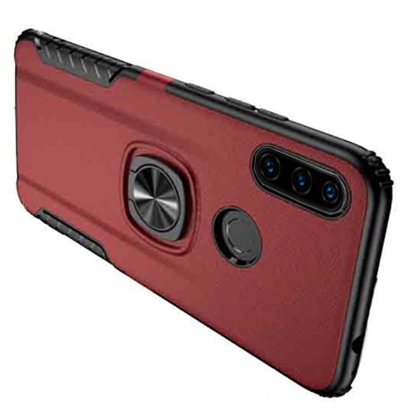 Huawei P30 Lite - Tyylikäs ja kestävä kansi sormustelineellä LEMAN Mörkblå