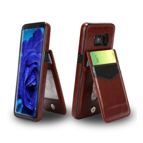 Samsung Galaxy S8 - Läderskal med Plånbok/Kortfack från LEMAN Röd