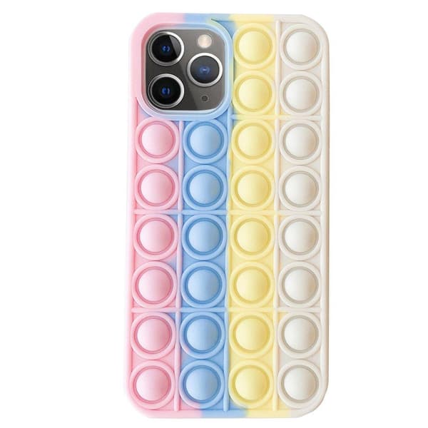 iPhone 12 Pro Max - Skyddande Fidget Pop It Silikonskal Blå-Rosa-Grön