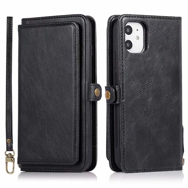 iPhone 11 - Gennemtænkt etui med dobbelt tegnebog Mörkblå