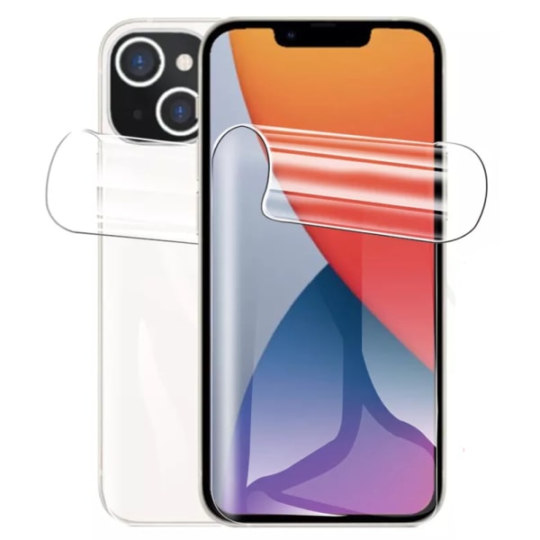 3-PACK iPhone 13 - Hydrogel skjermbeskytter (foran og bak) Transparent