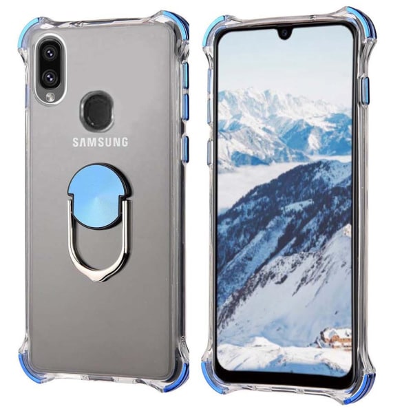 Samsung Galaxy A40 - Praktiskt Skyddande Silikonskal Ringh�llare Silver